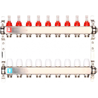 Коллектор регулируемый GAPPO G424.9 с расходомерами 9-вых. x1"x3/4