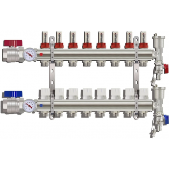 Коллектор регулируемый с расходомерами GAPPO G422.8 8-вых. x1"x3/4"