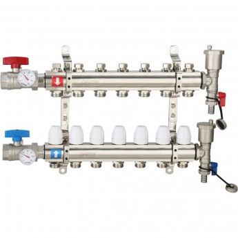 Коллектор регулируемый с запорными клапанами GAPPO G425.7 7-вых.x1"x3/4"